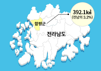 전라남도 함평군 392.1㎢ 전남의 3.2%