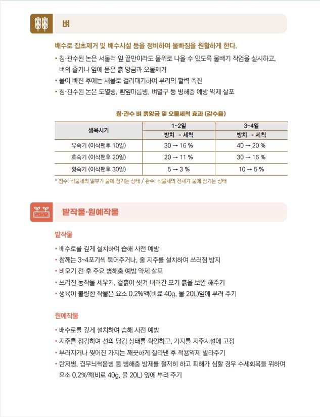 2025년 여름철 집중호우태풍 대비 농작물 및 농업시설물 안전관리요령