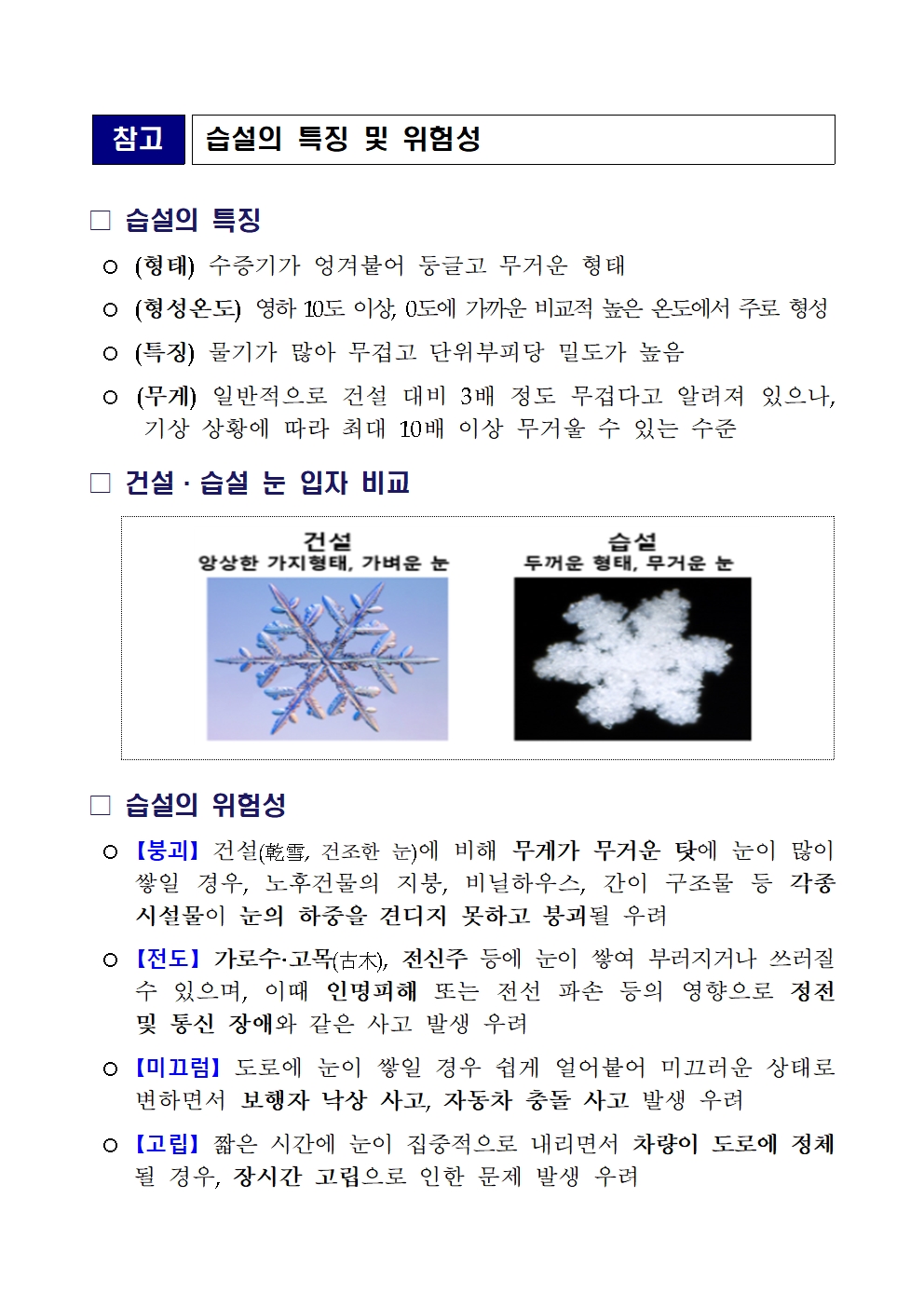 겨울철 폭설·습설 대비 국민행동요령(안)