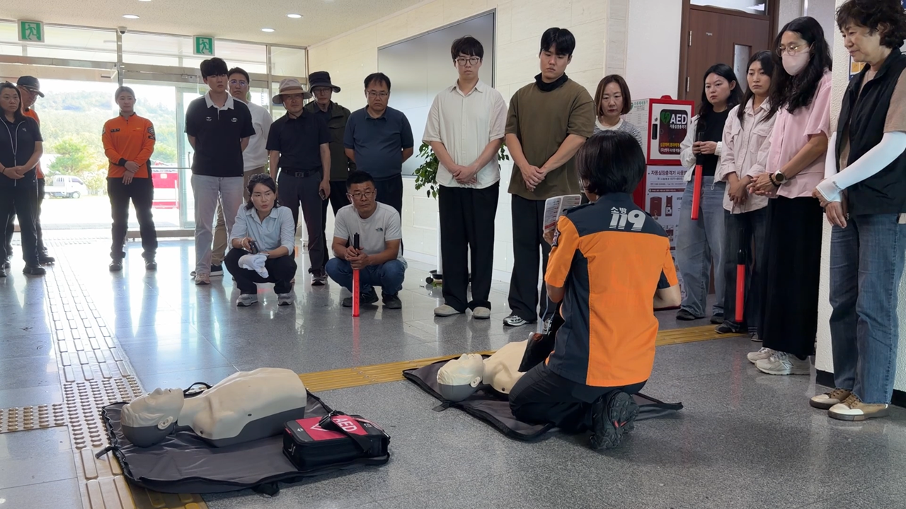 함평소방서와 합동소방훈련 현장