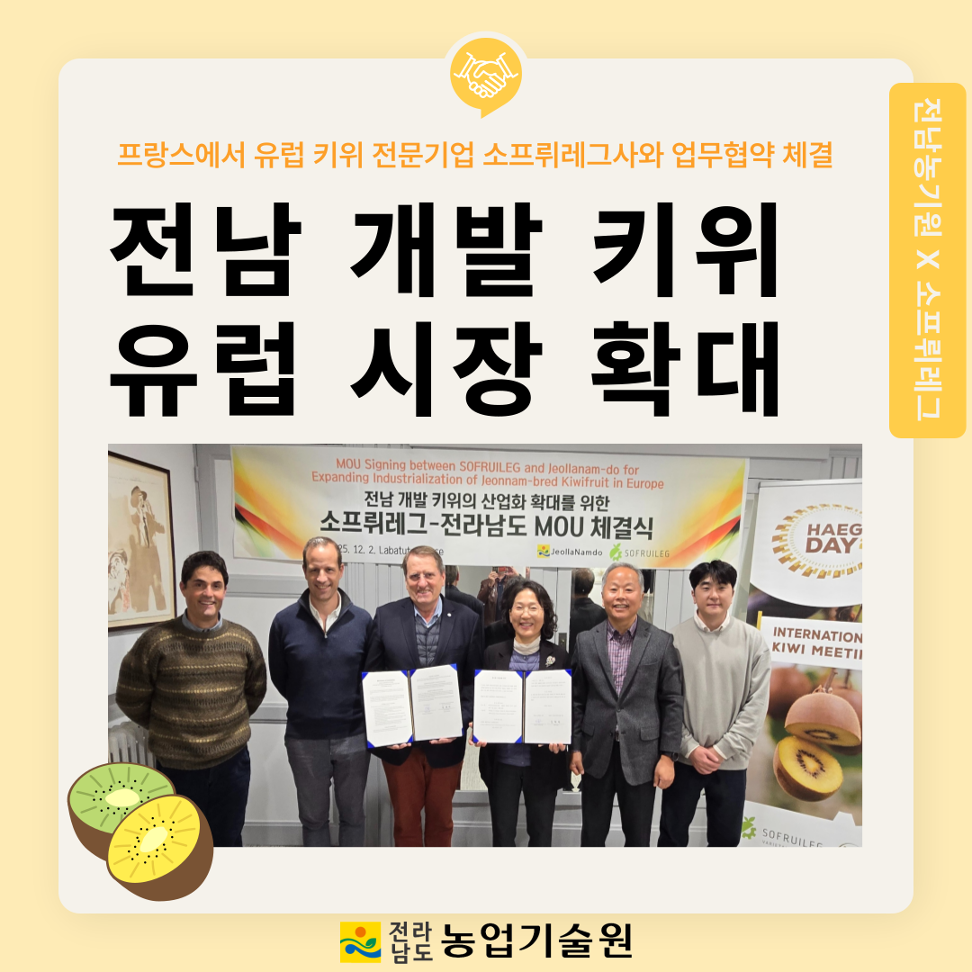 전남농기원-소프뤼레그, 전남 개발 '키위' 유럽 시장 확대