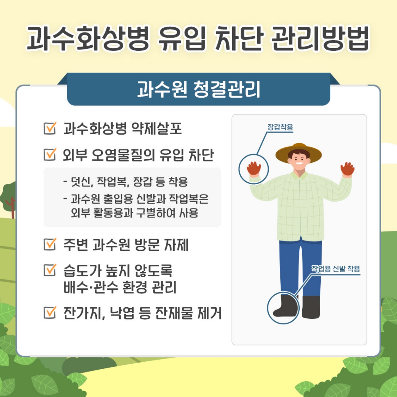 과수화상병 농작업자 준수사항