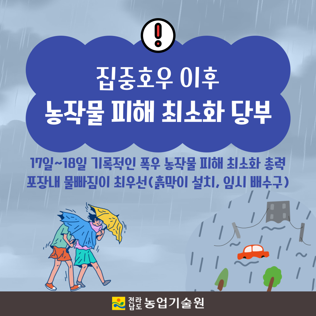 집중호우 이후 농작물 피해 최소화 당부