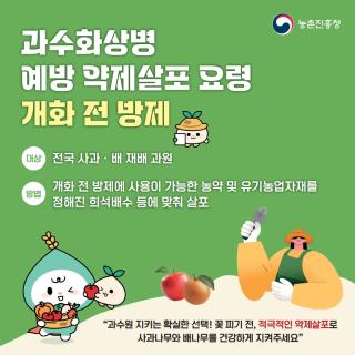 과수화상병 예방 약제살포 요령(개화 전)