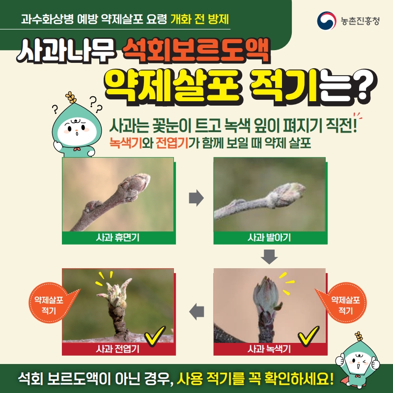 과수화상병 예방 약제살포 요령(개화 전)