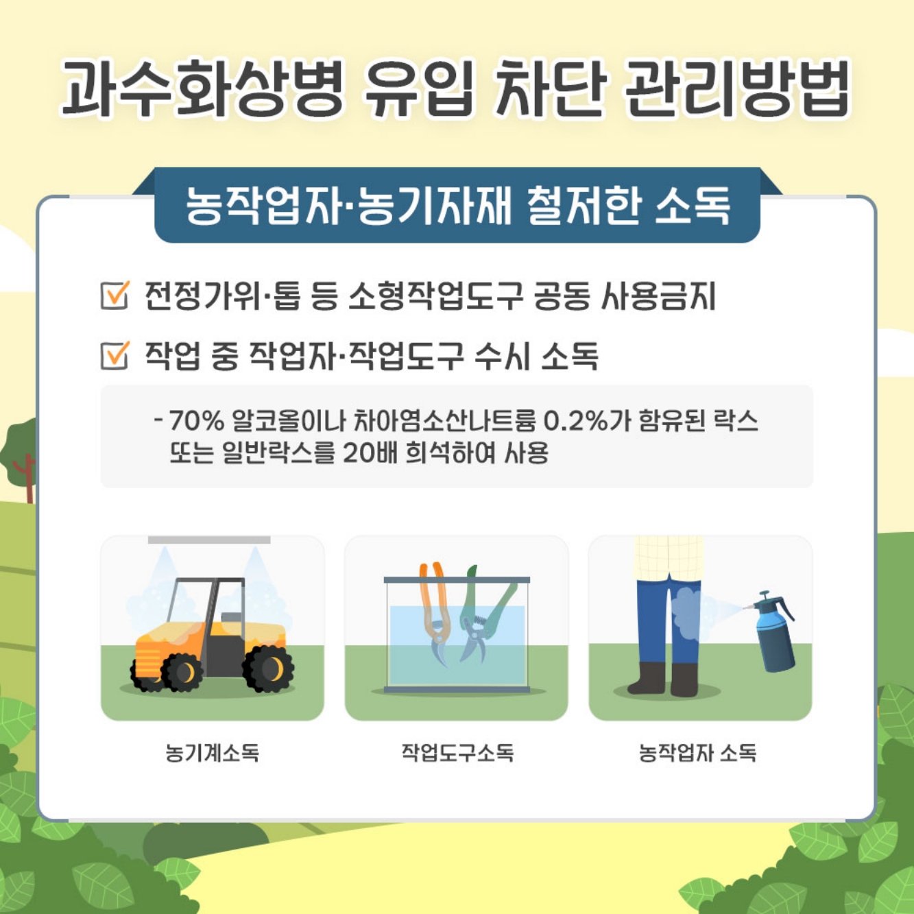 과수화상병 농작업자 준수사항