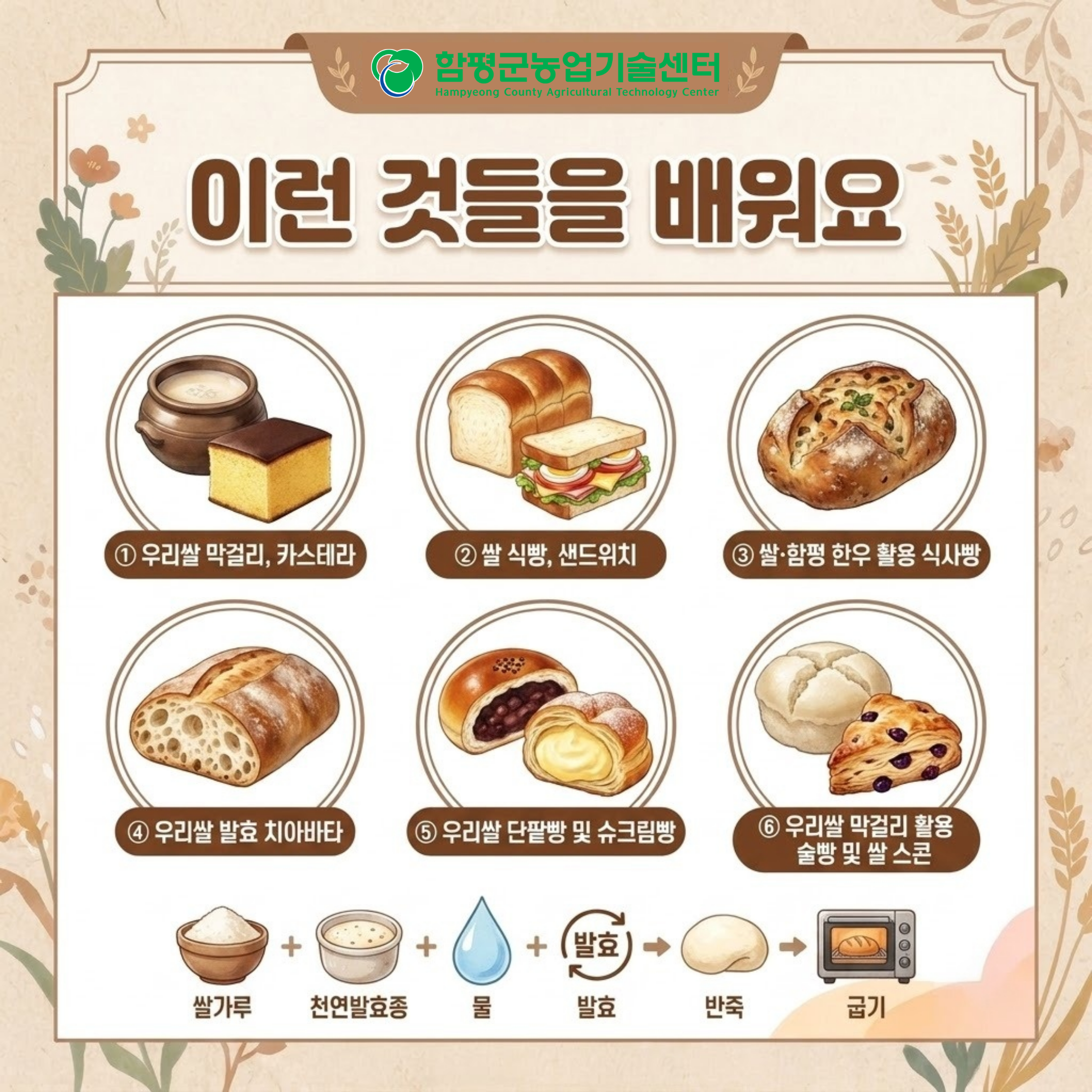 2026 우리쌀․밀 가공식품 활용 전문 교육생 모집