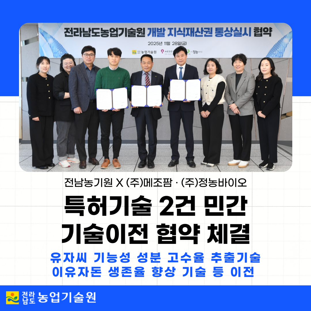 특허기술 2건 민간 기술이전 협약 체결