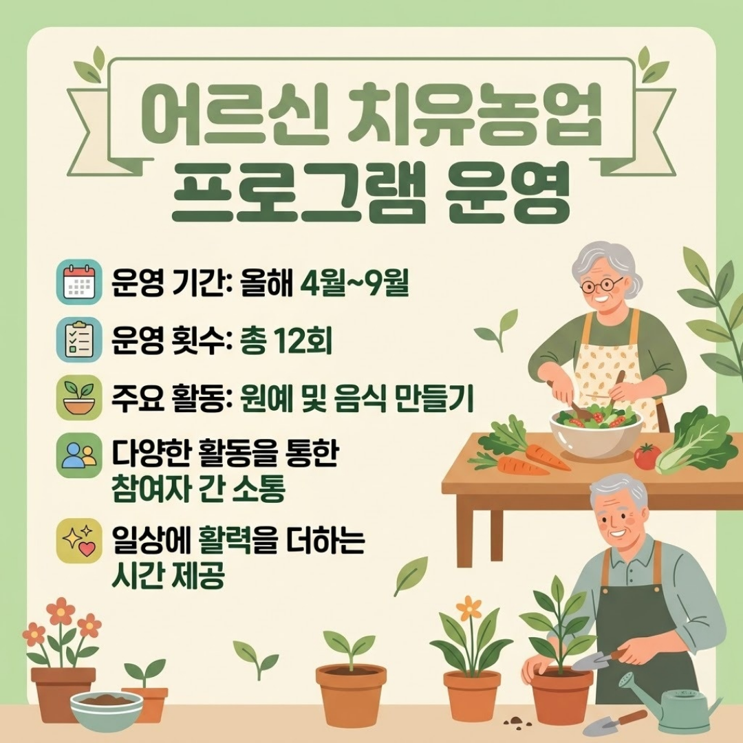 경도인지장애 어르신 대상 치유농업 프로그램 운영