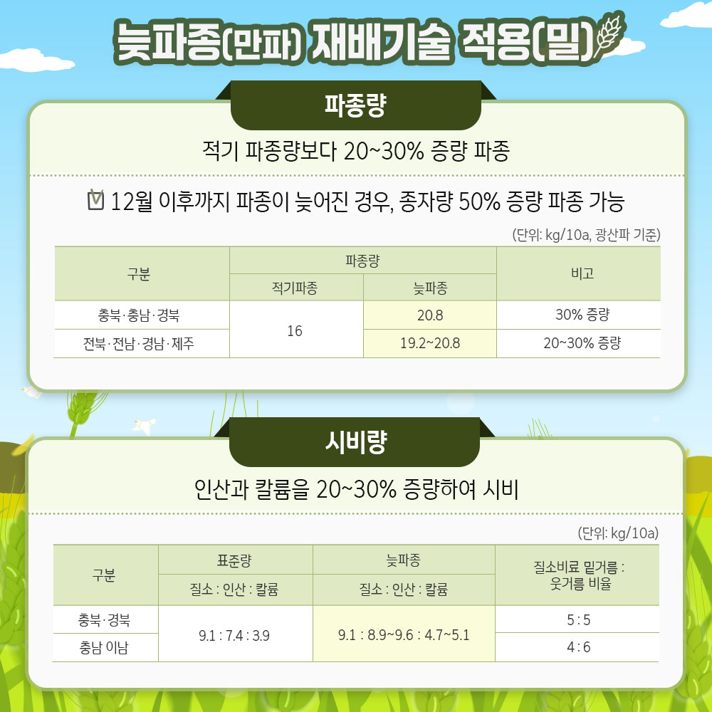 맥류 늦파종(만파) 재배기술