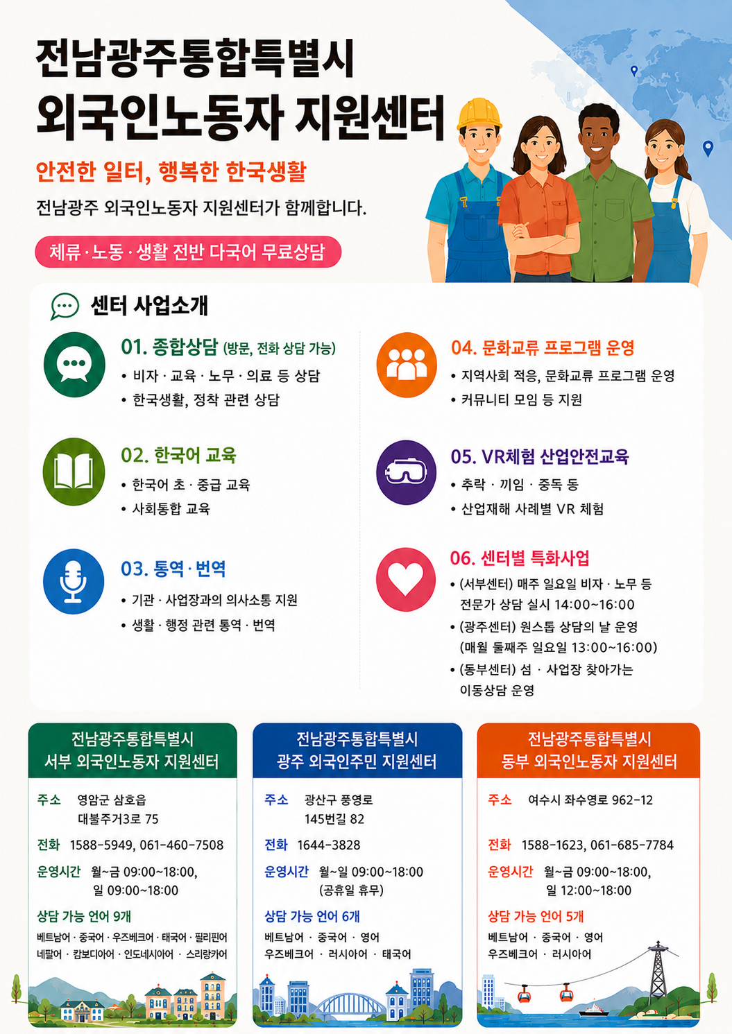전남광주통합특별시 외국인노동자지원센터 운영 안내