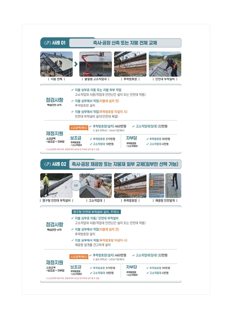 지붕·태양광 공사 주요 안전작업 수칙