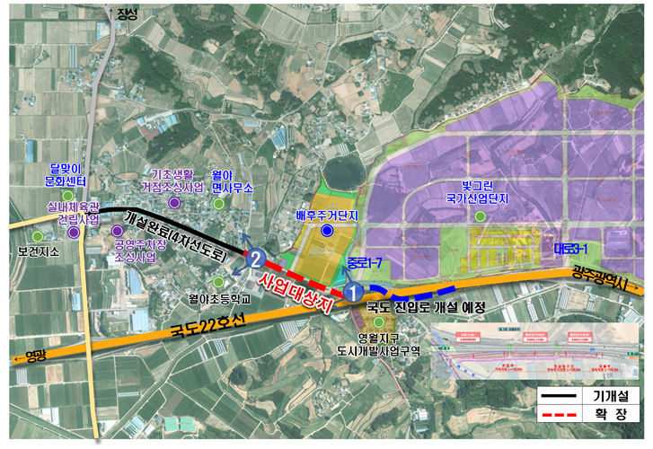 함평군, “지역 발전 마중물”…월야초~빛그린산단 연결도로 4차선 확장