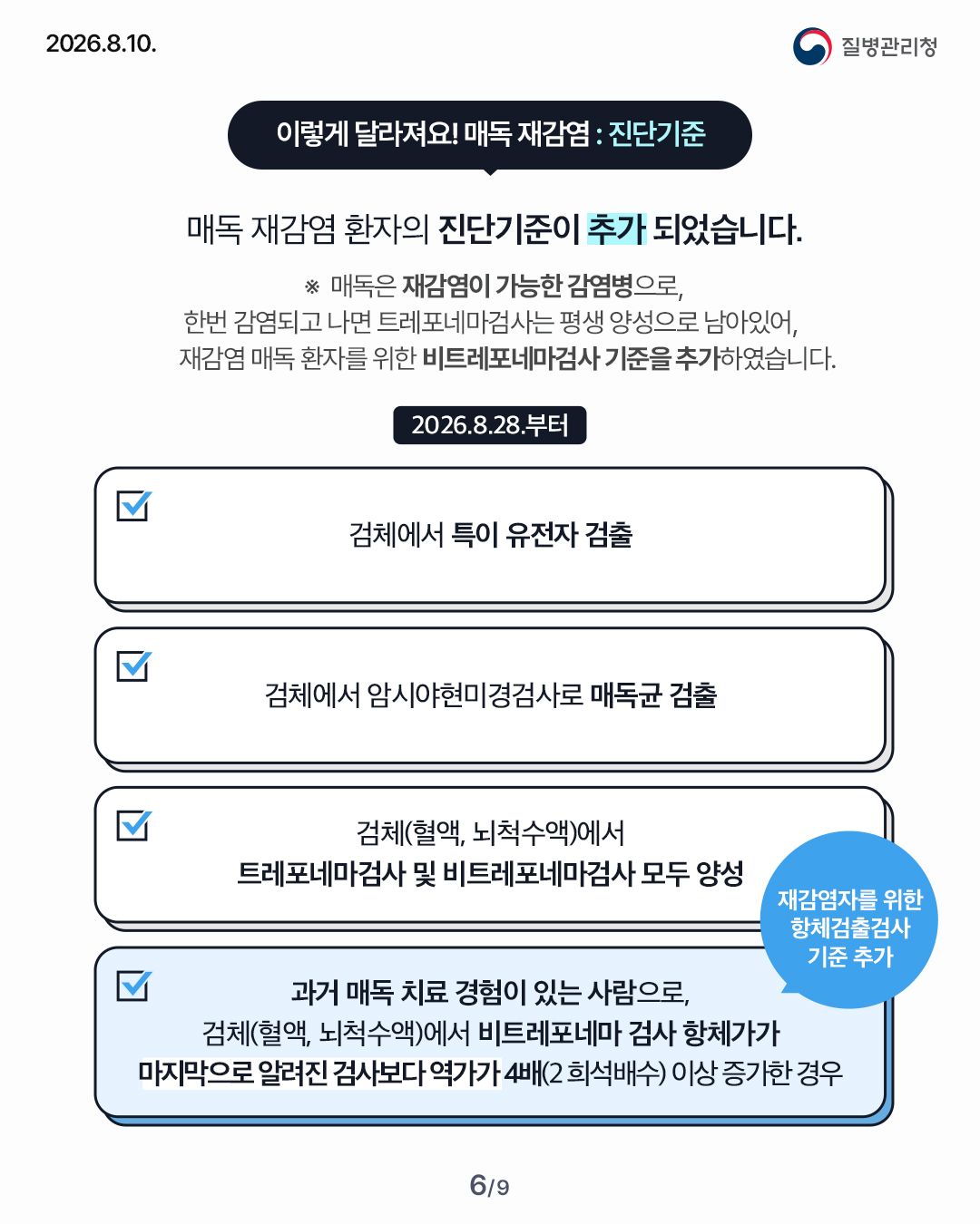 매독 관련 「감염병 신고를 위한 진단기준 고시」 일부개정 알림