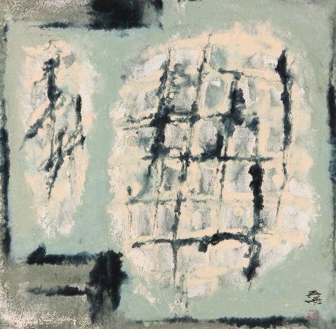 오당(吾堂) 안동숙( 安東淑: 1922~2016)은 한국 전통 채색화의 대가인 이당 김은호에게 그림을 배우고 서울대학교 미술대학 회화과에서 한국화를 전공하였다. 그는 전통 한국화의 수묵 작업뿐만 아니라 진한 채색 물감의 사용과 추상화 작업을 통해 한국화의 재료와 표현 방법의 확장을 가져왔다. 이 작품은 1970년대에 제작한 추상 작품으로 종이 위에 여러 겹 올린 채색 물감과 번짐으로 화면을 구성하고 있다. 기존 전통 회화에서 볼 수 없던 화면의 질감과 추상 표현을 통해 한국화의 변화를 모색하였다.